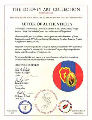 Co-Signed Letter of Authenticity Sample for "Lightning Support"